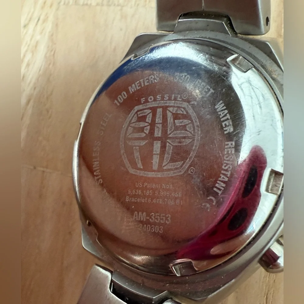 Fossil big tic AM-3553 stainless steel watch